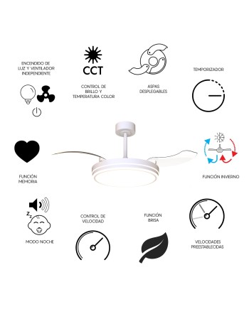 LUNA  M * VENTILADOR MEDIANO LED - BLANCO